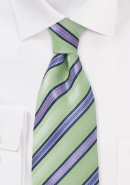 Lime and Purple Striped Tie