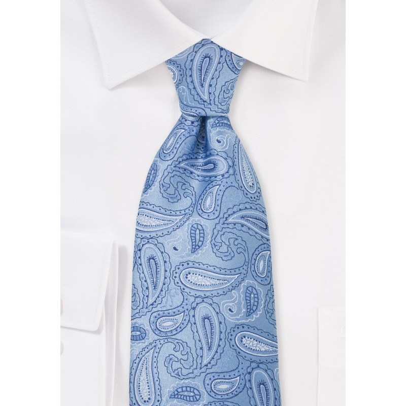 Light Blue Paisley Tie for Kids