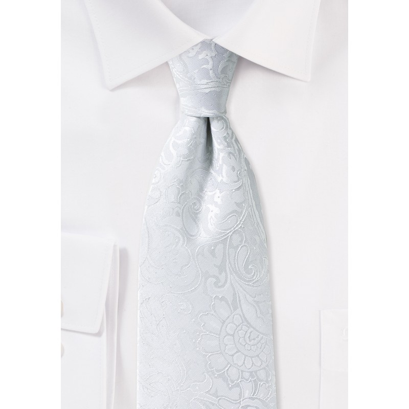 Bright White Paisley Necktie