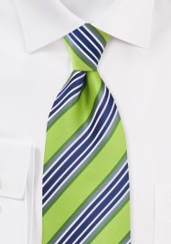 Kids Necktie in Lime, Navy, and Gray
