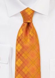 Bright Orange Plaid Tie for Men