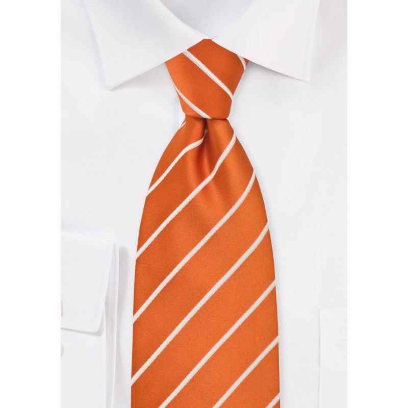 Kids Tie in Persimmon Orange White