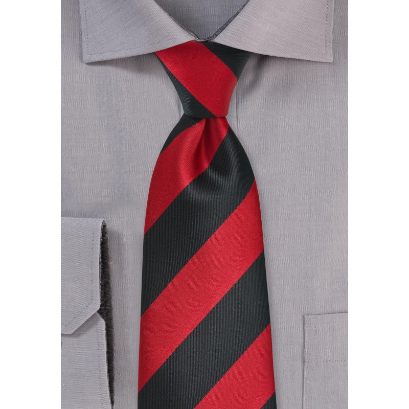 Bold Striped Kids Tie in Black and Red