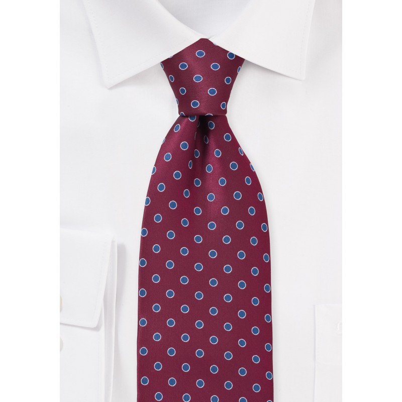 Wine Red and Blue Dotted Tie