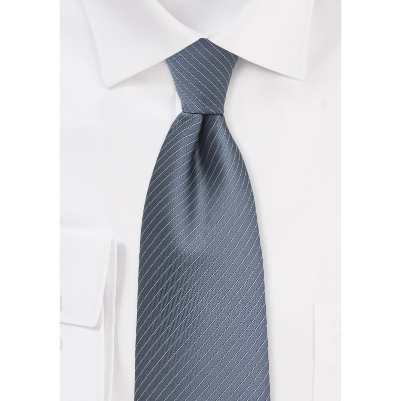 Pin Stripe Necktie in Gray and Silver