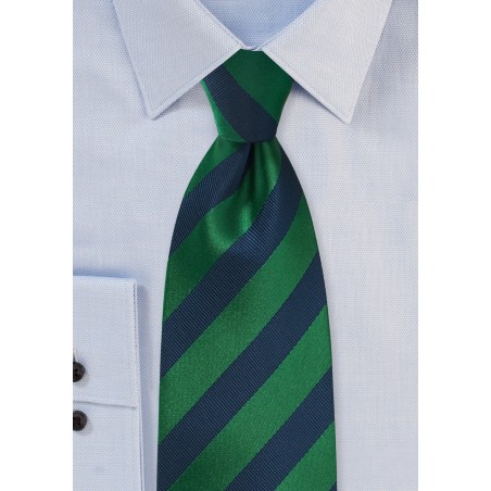 Diagonal Striped Tie in Hunter Green and Navy