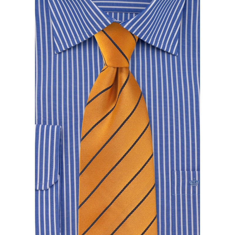 Traditional Striped Tie in Muted Orange