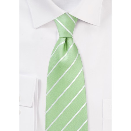 XL Striped Tie in Pistachio Green