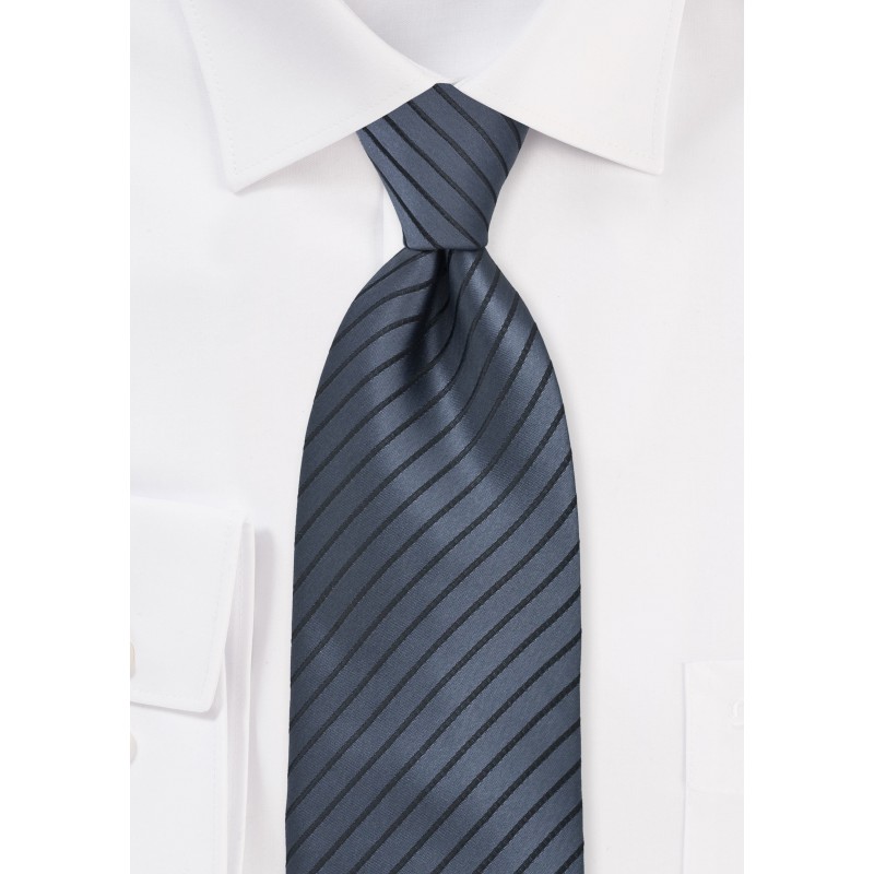 Graphite Tie with Black Stripes
