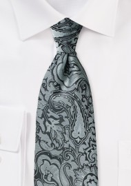 Steel Gray Paisley Tie in XL