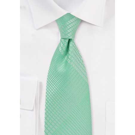 Geometric Plaid Tie in Bright Mint Color