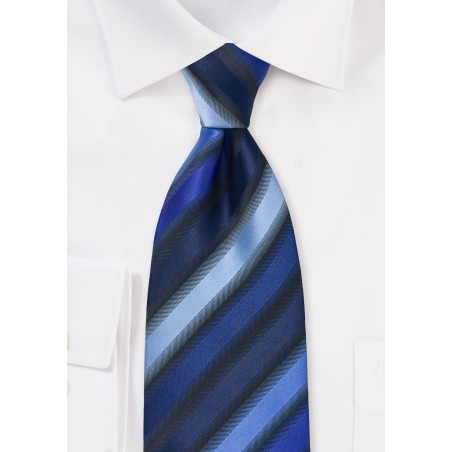 Striped Tie in Tonal Blues