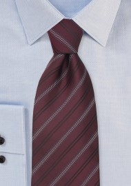 Burgundy Red Striped Mens Necktie