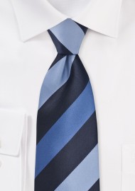 Wide Striped Tie in Blue Tones