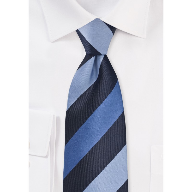 Wide Striped Tie in Blue Tones