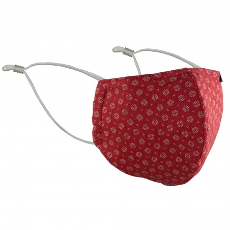 Cherry red fabric face mask with filter
