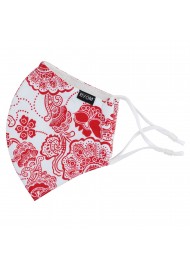Red and White Floral Paisley Cotton Filter Mask