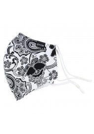 White Filter Mask with Black Floral Paisley
