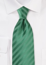 XL Length Striped Tie in Pine Green