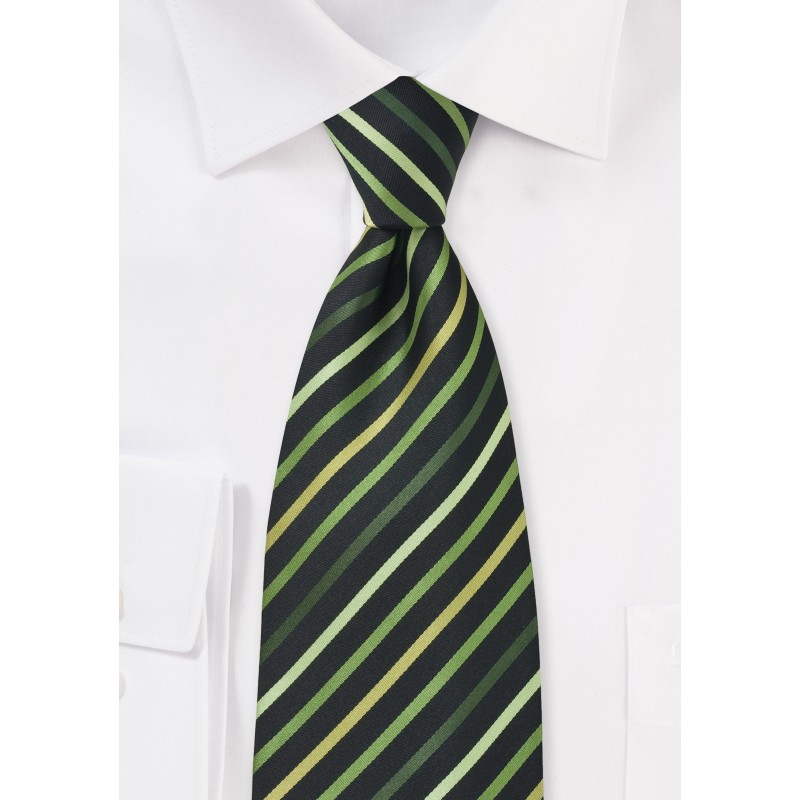 Green and Black Striped Tie