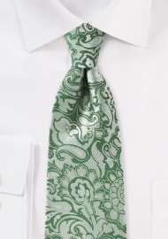 XL Paisley Tie in Clover Green
