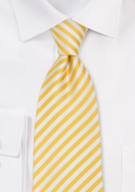 Extra Long Ties - Yellow & White Striped XL Tie