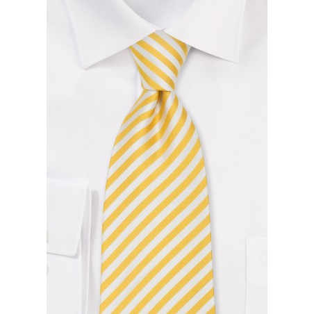 Extra Long Ties - Yellow & White Striped XL Tie