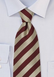 Burgundy Gold Clip On Ties - Burgundy & Gold Striped Necktie