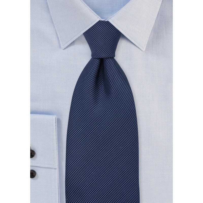 Navy Blue Pique Silk Tie