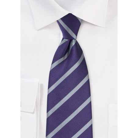 Amethyst and Silver Striped Tie