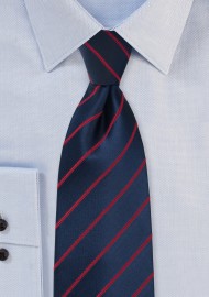 Midnight Blue Tie and Red Striped Kids Tie
