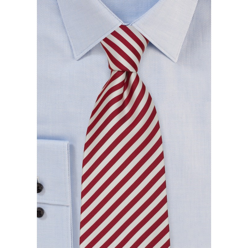 Red and White Extra Long Ties - Candy Cane Striped Tie in XL