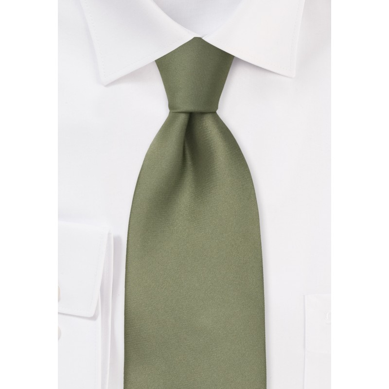 Dark Sage Green Silk Tie in XL