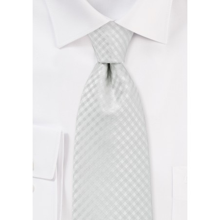 Eggshell White Tie with Gingham Texture