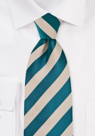 Warm Riviera Blue and Champagne Tie in XL