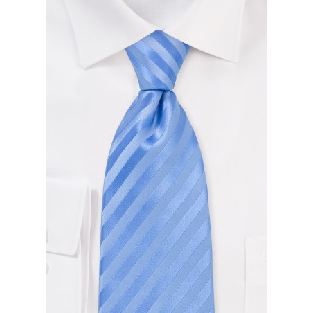 Tonal Light Blue Striped Tie in XXL Length