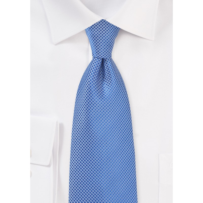 Cobalt Blue Textured Tie in Long Length