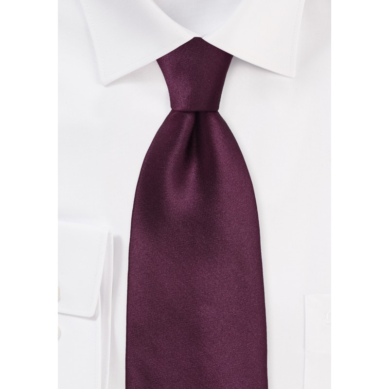Solid Burgundy Silk Tie in XL