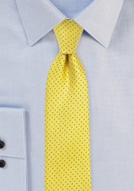 Skinny Pin Dot Tie in Bright Yellow and Navy