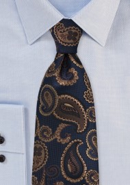 Paisley Tie in Navy and Browns