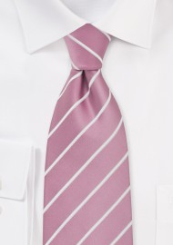 Pink Striped Tie in Pink and White