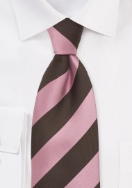 Pink and Brown Striped Silk Tie