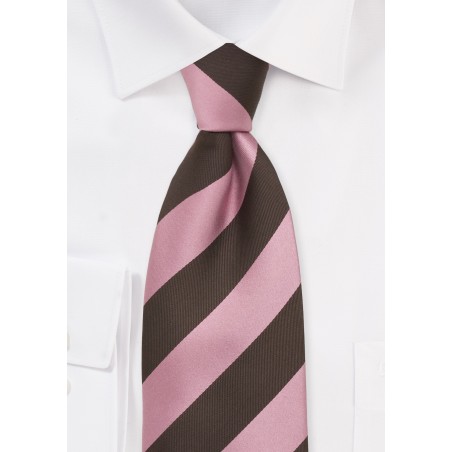 XL Striped Tie in Pink and Brown