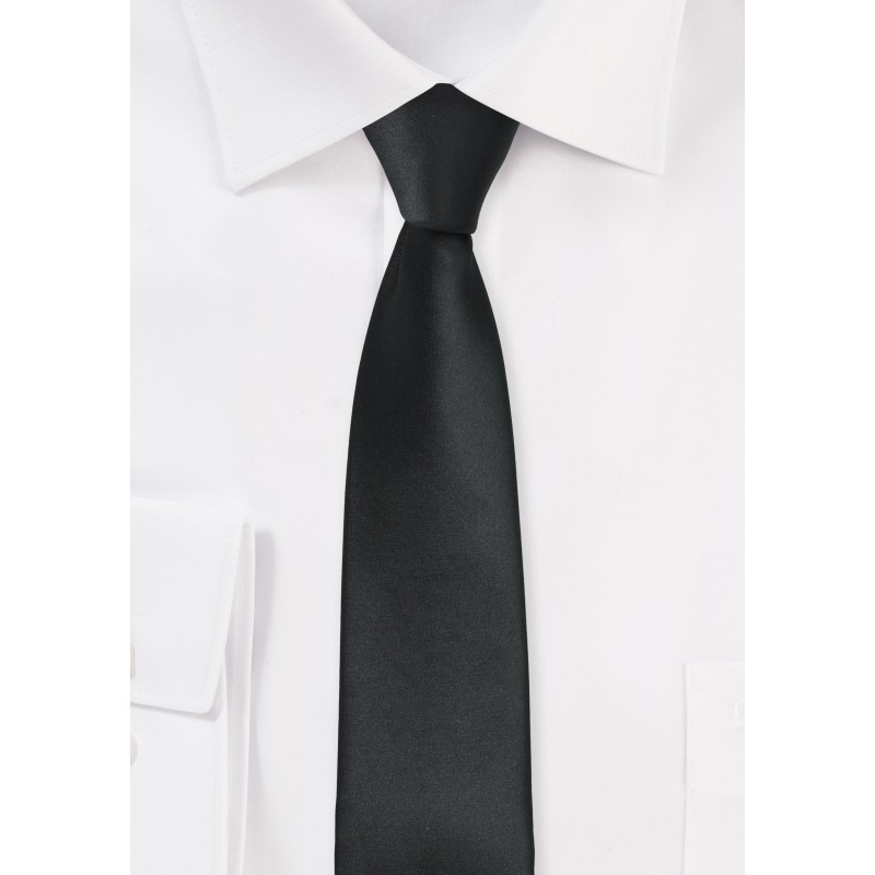 Solid Black Skinny Tie
