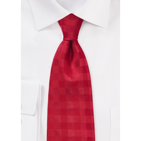 Monochromatic Gingham Tie in Bright Red