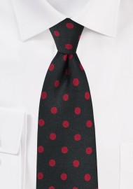 Black Necktie with Red Polka Dots