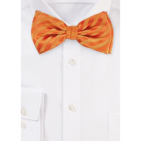 Bright Orange Striped Pattern Bow Tie