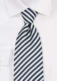 Narrow Striped Kids Tie in Navy and White