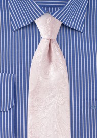 Extra Long Paisley Tie in Bridal Pink