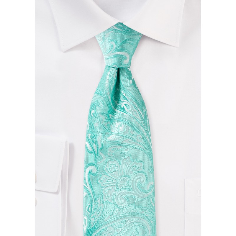 Aqua Paisley Tie in XL